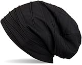 styleBREAKER klassische Beanie Mütze mit Falten Muster, Longbeanie, Unisex 04024053, Farbe:Schwarz (One Size)