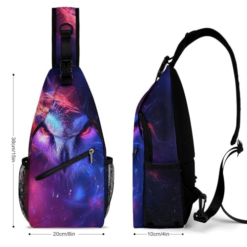 Small Cross Body Sling Bag For Women Men Mini Shoulder Bag Chest Pack For Travel Purple Blue Galaxy Owl Art2