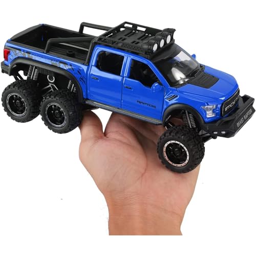 Image of DEUSON ECOM Exclusive Alloy Metal Die Cast Car Pull Back 1:24 Raptor F150 Diecast Metal Pullback Toy Car With Openable Doors, Light Music Boys Gifts Toys For Kids, Multicolor