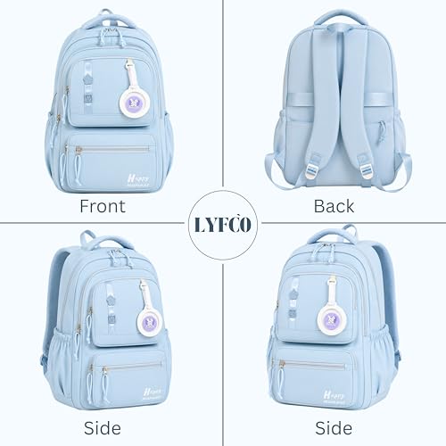 Image of Korean Style School & College Backpack with Detachable Pouch | 18 Inch Large capacity bag for Girls & Boys Age of 12-16 years | Best for School, Tution, Travel, Camping