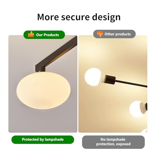 Fang Yan Mei mid Century Ceiling Light,Globe Semi Flush Mount Ceiling Light Black Sputnik 6-Lights Ceiling Lighting Modern Close to Ceiling Light for Bedroom Kitchen Dining Room - image 6