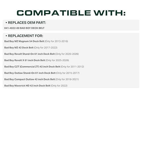 Image of UDC Parts 041-4022-00 Mower Deck Belt Replacement for Bad Boy MZ Magnum Maverick HD CZT Revolt 041402200 B138 / Aramid Cord / 141.00 inches