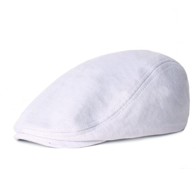 classic men's cotton flat ivy gatsby newsboy driving hat cap - stylish vintage headwear for everyday wear white