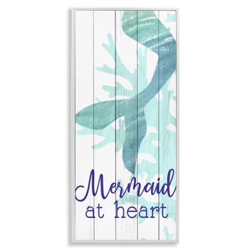 Mermaid at Heart Nautical Calligraphy, 13 x 30 Inch Framed Giclée Print