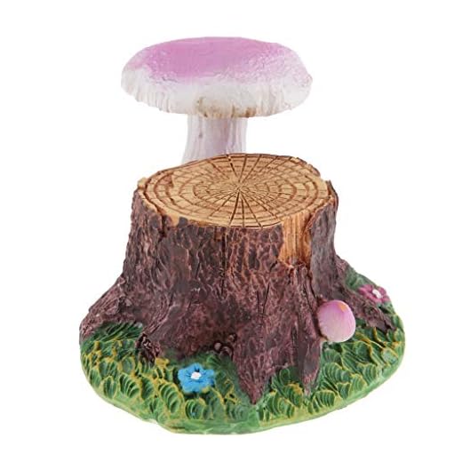 F Fityle Harts miniatyrfigurer hantverk prydnad mini svamp och trädstam för trädgård bonsai suckulenter mossa mikro landskap dekoration – rosa