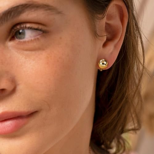 Clip on Earrings for Women Gold Ball Earrings 14K Gold Silver Plated Ball Earrings Non Pierced Earrings for Women Jewelry for Her2