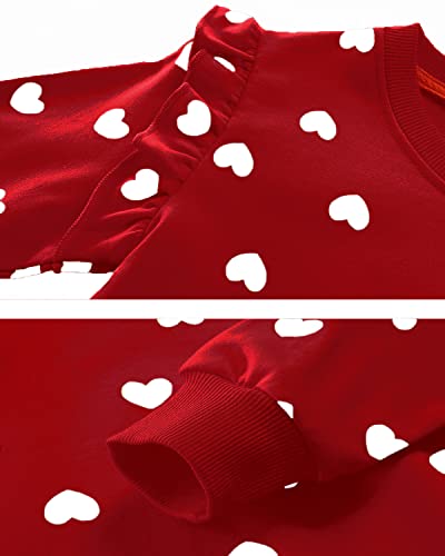 Ddsol Toddler Girls Valentines Sweatshirts Cotton Crewneck Heart Sweater Ruffle Long Sleeve Kids Girl Valentine's Day Clothes Red Winter Holiday Shirts Tops White Heart 5T #TOP5