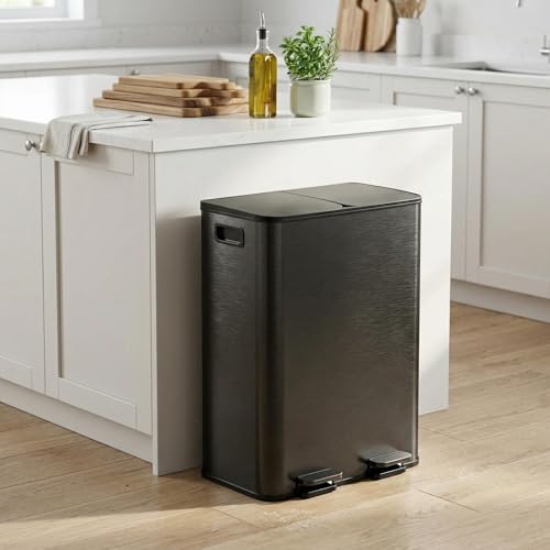 Caneca de basura GAOMON 60L doble compartimento negra
