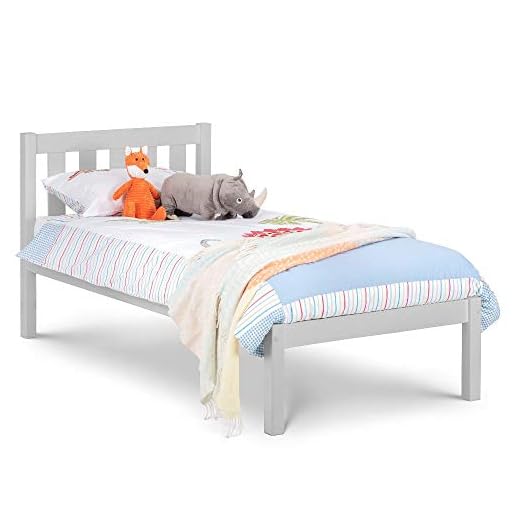 Wooden Low Foot End Bed, Happy Beds Luna Grey Bed - 3ft Single (90 x 190 cm) with Memory Foam Mattress Included