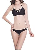 Women's Criss Cross Strappy Front Halter Bikini Hipster String Bikini Bottom Swimsuit XL