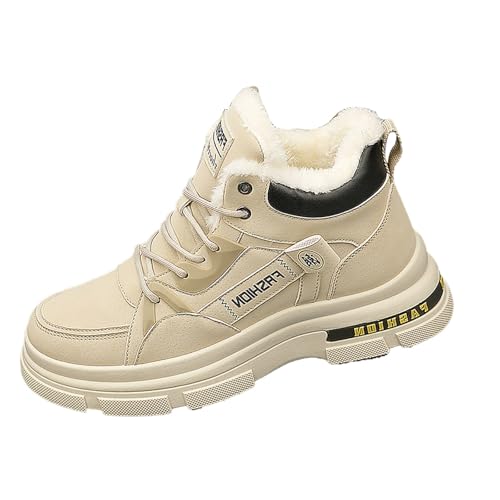 Botas de nieve para hombre, cálidas, impermeables, cálidas, con forro de piel, antideslizantes, para caminar, senderismo, ligeras, mullidas, de invierno, de ajuste ancho, con forro polar, Khaki, 43 EU