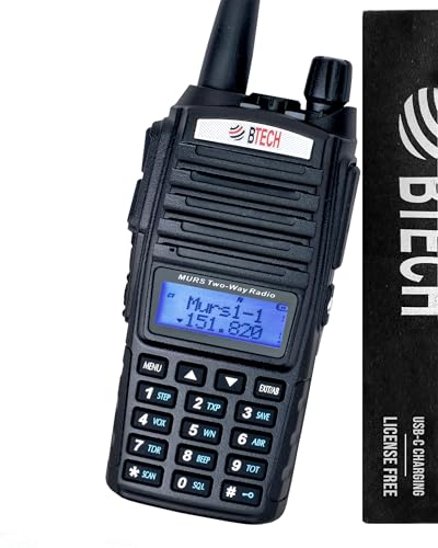 BTECH MURS-V2 200 Fully Customizable Channels MURS Two-Way Radio. USB-C Charging IP54 Weatherproof Dual Band Scanning (VHF/UHF) FM Radio & NOAA Weather Broadcast Receiver