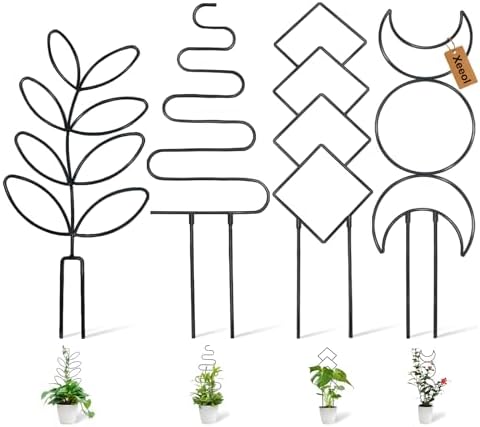 Large Indoor Plant Trellis That Will Transform Your Space Today 8 Larger 23inch Plant Trellis for Climbing Plants Indoor, Trellis for Potted Plants with Ties, Metal Climbing Plant Support for Houseplant Flower Pothos, 4 Different Panels, Black