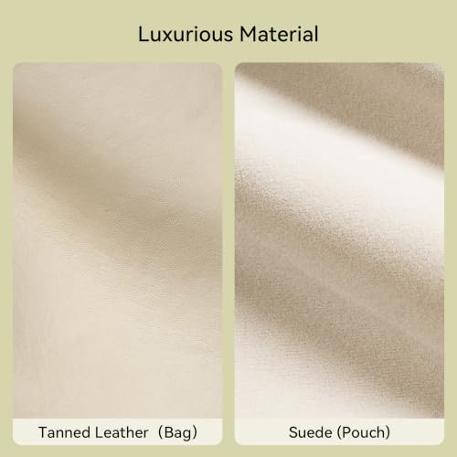 Image of BOSTANTEN Vegan Leather Purses for Women Quiet Luxury Shoulder Bucket Bag | Soft Luxury Tanned Leather, Include Drawstring Pouch, Front Belted Design, Fixed Wide Strap, for Everyday Office Weekend