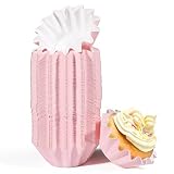 TRUSBER Wave Cupcake Liner,100 Count,Standard Muffin Wrappers Non-stick Greaseproof 210g PET Coated