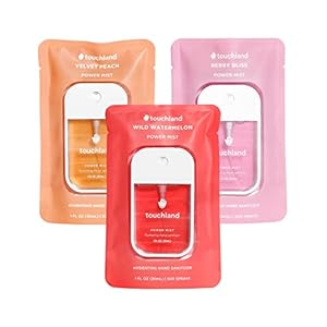 Touchland Power Mist Hydrating Hand Sanitizer Spray, JUICY Trio Set (Watermelon, Peach, Berry), 1 FL. OZ. Travel Size (Set of 3)