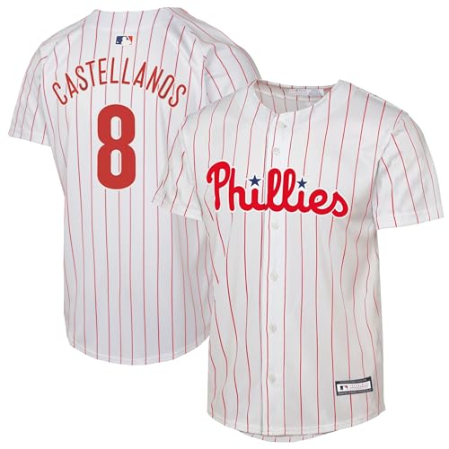Outerstuff Nick Castellanos Philadelphia Phillies MLB Kids Youth 8-20 White Home Player Jersey (US Numeric 8 Regular Nick Castellanos Philadelphia Phillies White)