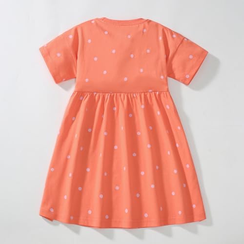HILEELANG Girls Short Sleeve Dress Spring Summer Cotton Casual Printed Jersey Shirt Dresses4