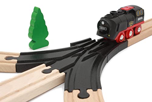 Locorico - Mechanical Switches for Wooden Train Track compatible Brio (3 ways), Black, 16.5 x 8 cm
