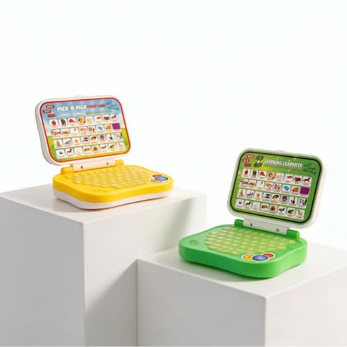 Image of Educational Laptop Toy for Kids 4+ | Interactive Learning Computer with Keyboard | Learn ABC, Letters, Words, Numbers, Spelling, Quiz & Object Recognition | Green Laptop Toy