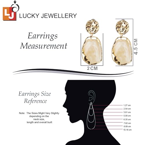 18k Plated Stone Dangle Earrings For Women