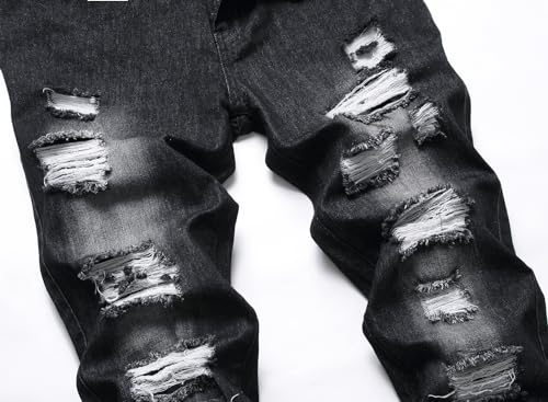 LAMKUKU Ripped Jeans Men, Slim Fit & Regular Style Distressed Classic Denim Jeans Pants3