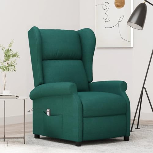 Frdhee Sillon Relajarse Reclinable, Sillón orejero reclinable eléctrico de Tela Verde Oscuro Butaca Reclinable para Sala de Estar y Dormitotio