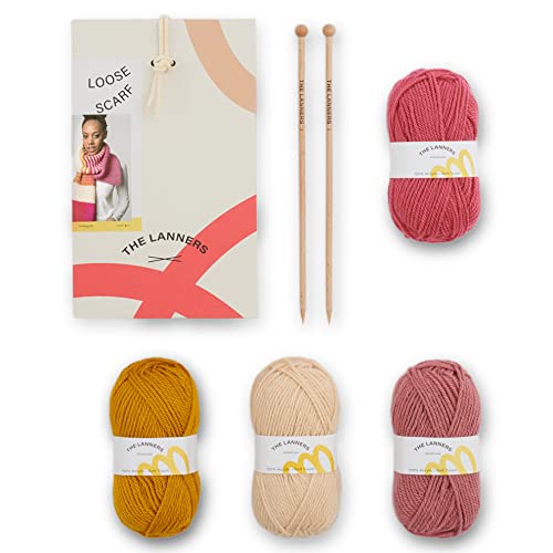 The Lanners - kit para tejer bufanda de punto Loose Scarf, nivel principiante, incluye todo el material Cover