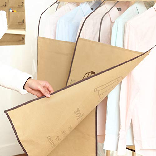 Housoutil Dust-Proof Garment Bag Cover 41.73 X 35.04 Inch Non-Woven Fabric Suit Coat Dress Storage Travel Hanger Protector with Clear Window - Image 3