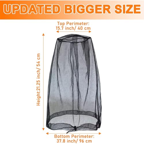 Premium Mosquito Head Net para insectos, 2 unidades, protección contra moscas y bichos, ultra grande y larga, con agujeros extrafinos para camping, senderismo, pesca, jardinería, safari, compatible con todos los sombreros para hombres y mujeres miniatura 7