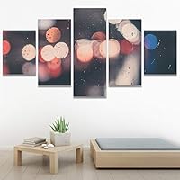 SIGNWIN 5 Panel Canvas Wall Art Abstract Closeup Colorful Digital Art Lights for Home Decorations Ready to Hang - 60