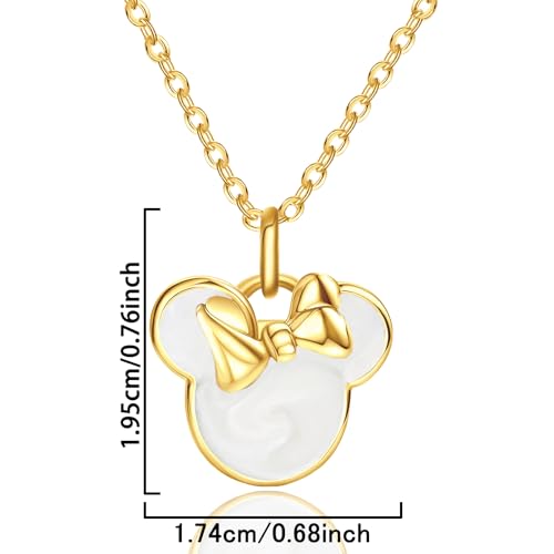 S925 Sterling Silver Plated Gold Sweet Mouse Necklace With Bow White Dropper Cute Mouse Animal Exquisite Fashionable Necklace Anniversary Romantic Birthday Gift for Her Mom Daughter Women2