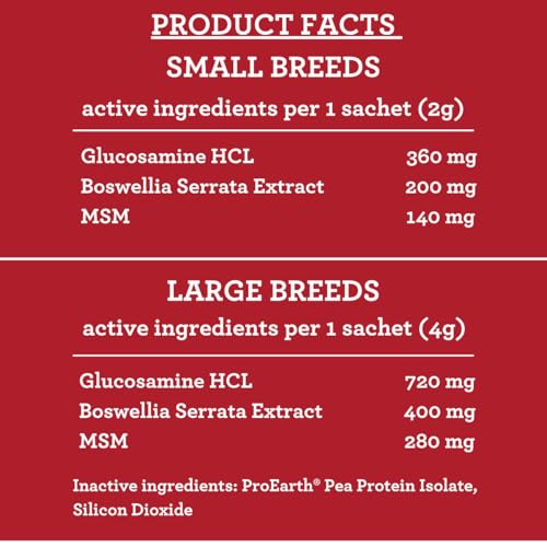 Fidofortis Hüft- und Gelenkergänzung für Hunde - Glucosamin, MSM, Boswellia Serrata für Gelenk- und Knochengesundheit, Pulver in Beuteln, tägliche Dosierung, 30-Tage-Vorrat (große Rassen)