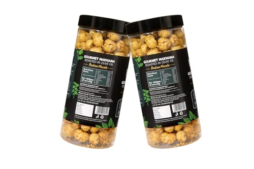 Image of H O M House Of Makhana 130g Pudina Masala Gourmet Makhana Jar Roasted in Olive Oil, Flavored Makhana Pack of 2 (65gX2)