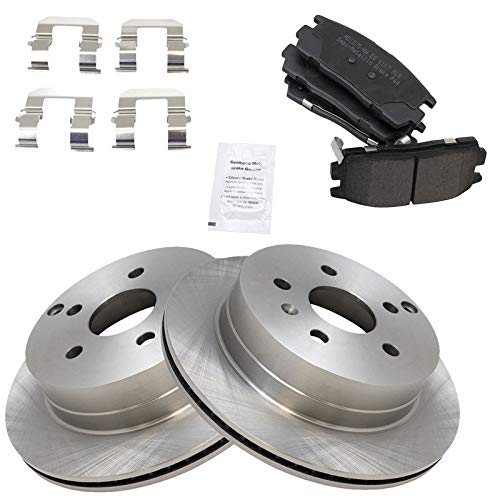 Image of TRQ Rear Brake Pad and Rotor Set Semi Metallic Vented Rotors