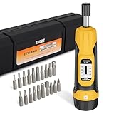 TAGVIT Torque Screwdriver, 10-70 in-lbs Torque Wrench Screwdriver Set, 1/4” Drive Inch Pound Torque Screwdriver with 20 S2 Bits and Case for Tools, Bike Repairing and Mounting