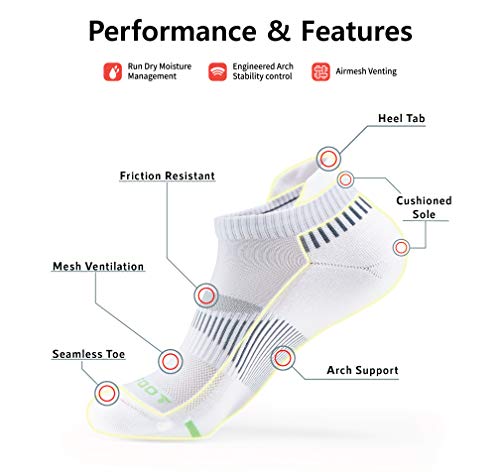 MONFOOT Men's/Women's 3-10 Pairs Silky Dry Athletic Cushion Ankle Socks, Multipack2