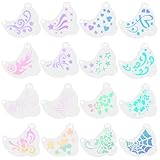GORGECRAFT 16 Pochoir Réutilisable en Plastique Blanc pour Maquillage 16 Styles Motif Étoile Cœur Fleur Vigne Tatouage Maquillage Fête Loisirs Créatifs