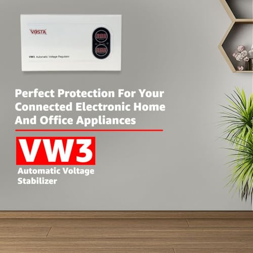 Image of Vosta VW3 3KVA Voltage Stabilizer for AC 1.5 Ton, Treadmill, TV and Other Home Appliances Comes with Copper Toroidal Coil, 4 Relays, Metal Body, Input 140V~260V Output 220V 1Year Warranty, LED Display