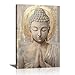 Gold Buddha Statue Leinwand Bilder Mit Rahmen Buddhistische Spirituelle Meditations Wandbilder Beige Religi&ouml;se Buddha Bild Auf Leinwand Poster Wanddekoration f&uuml;r Yoga Spa Schlafzimmer Raum 40X60cm