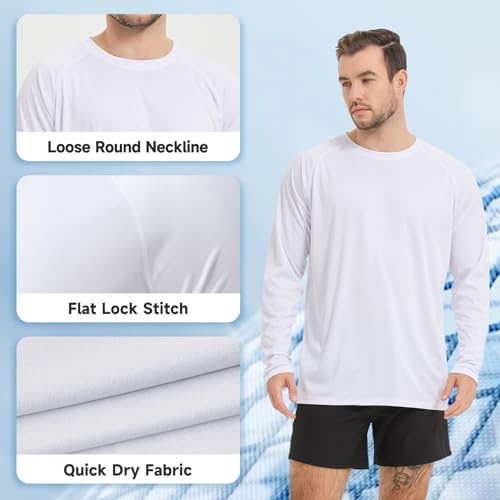 Guooolex UPF 50+ Rash Guard for Men Long Sleeve Swim Shirts Loose Fit Outdoor SPF Sun Protection Shirts Quick Dry4
