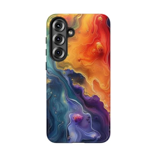 Coque Samsung S25 Plus art fluide abstrait rigide brillante multicolore