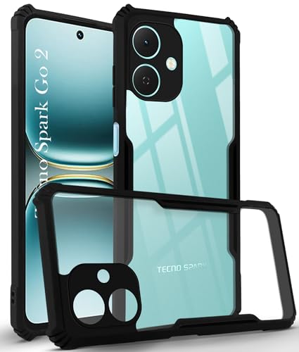Jkobi Back Cover Case for Tecno Spark Go 2 (Shockproof with Polycarbonate Clear Panel | Professional Black)