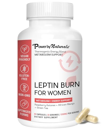 Power By Naturals Leptin Supplements for Weight Loss for Women – Weightloss Supplements Women with African Mango, Green Tea & Apple Cider Vinegar – 60 Capsules