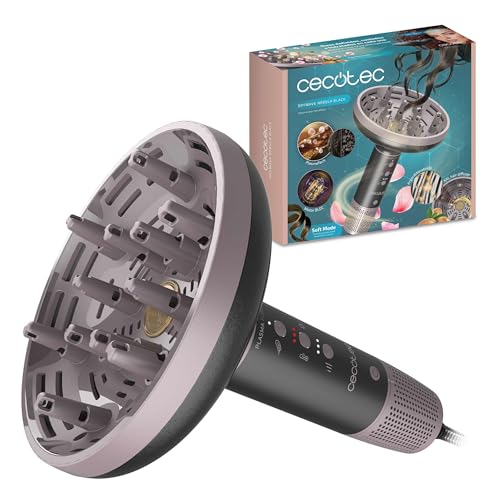 Cecotec Secador Difusor Pelo Rizado XXL DryWave Nébula Black. 1300W, Aceite de Argán y Queratina, Motor Brushless, PlasmaTech Antiencrespamiento, Modo Soft, 3 Velocidades y Temperaturas, 12 Púas Cecotec Secador Difusor Pelo Rizado XXL DryWave Nébula Black. 1300W, Aceite de Argán y Queratina, Motor Brushless, PlasmaTech Antiencrespamiento, Modo Soft, 3 Velocidades y Temperaturas, 12 Púas
