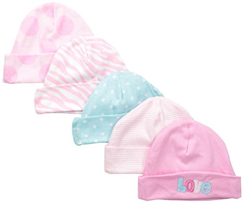 Image of Gerber Baby Girls' 5 Pack Caps