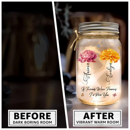 Personalized Friendship Mason Jar Light - Heartwarming Gift for Best Friends, Sisters, and Moms - Customizable Nightlight for Birthdays and Special Occasions - Image 4