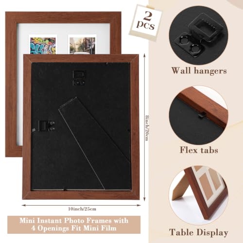 Image of Namalu 2 Pcs 2 x 3 Multi Picture Collage Frame Wall Decor with 4 Openings Walnut Wood Mini Film Photo Wall Frames for Display Wedding Decoration, 9.8 x 7.9 Inches