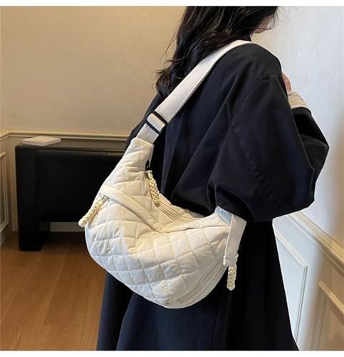 Image of Crescent Shoulder Bag Nylon Crossbody Bag for Women Nylon Hobo Bags Slouchy Sling Purse Dumpling Bags