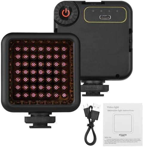 Camnoon Mini IR Night Vision Light Infrared Photography Light for Video Camera Camcorder Built-in Rechargeable Battery with 3 Cold Shoe Mount for Vlog YouTube Video Recording